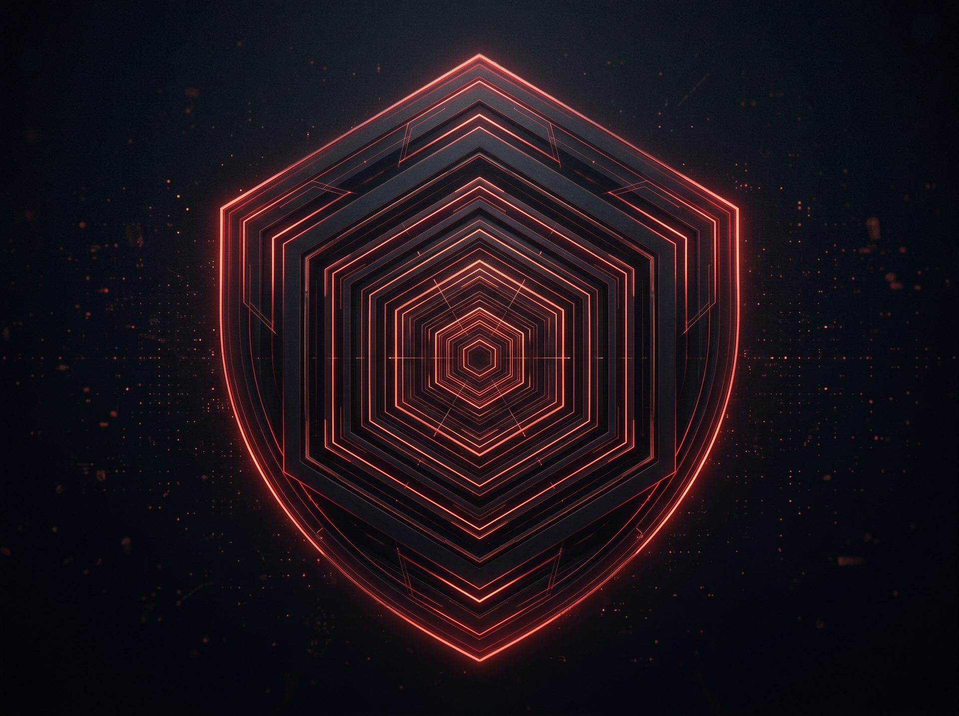 Abstract shield visualization representing layered security controls